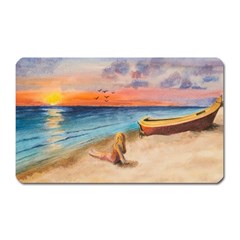 Alone On Sunset Beach Magnet (rectangular)