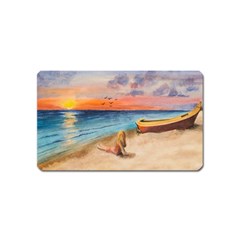 Alone On Sunset Beach Magnet (name Card) by TonyaButcher