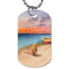 Alone On Sunset Beach Dog Tag (one Sided) by TonyaButcher