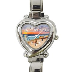 Alone On Sunset Beach Heart Italian Charm Watch 