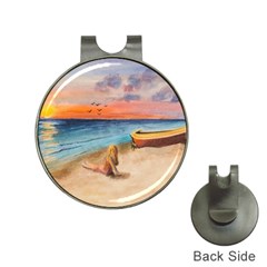 Alone On Sunset Beach Hat Clip With Golf Ball Marker by TonyaButcher