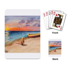 Alone On Sunset Beach Playing Cards Single Design by TonyaButcher