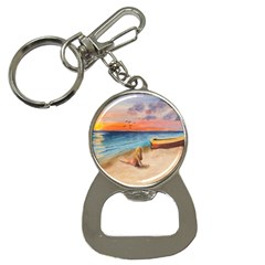 Alone On Sunset Beach Bottle Opener Key Chain by TonyaButcher