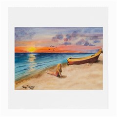 Alone On Sunset Beach Glasses Cloth (medium) by TonyaButcher