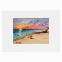 Alone On Sunset Beach Glasses Cloth (large) by TonyaButcher