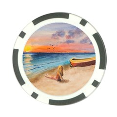 Alone On Sunset Beach Poker Chip by TonyaButcher