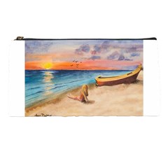 Alone On Sunset Beach Pencil Case by TonyaButcher