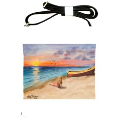 Alone On Sunset Beach Shoulder Sling Bag