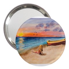 Alone On Sunset Beach 3  Handbag Mirror by TonyaButcher