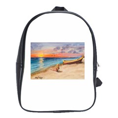 Alone On Sunset Beach School Bag (xl) by TonyaButcher