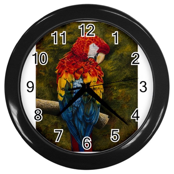 Preening Wall Clock (Black)