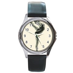 Attitude Round Leather Watch (silver Rim) by TonyaButcher