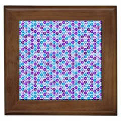 Purple Blue Cubes Framed Ceramic Tile