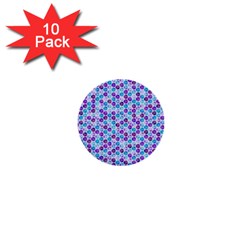 Purple Blue Cubes 1  Mini Button (10 Pack) by Zandiepants