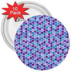 Purple Blue Cubes 3  Button (10 Pack)