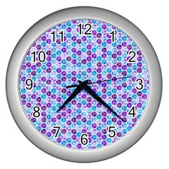 Purple Blue Cubes Wall Clock (silver)