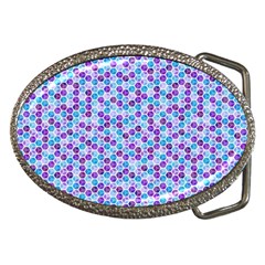 Purple Blue Cubes Belt Buckle (oval) by Zandiepants