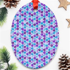 Purple Blue Cubes Oval Ornament (two Sides)