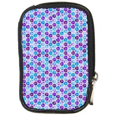 Purple Blue Cubes Compact Camera Leather Case