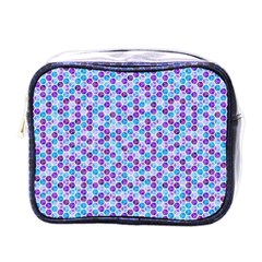 Purple Blue Cubes Mini Travel Toiletry Bag (one Side)