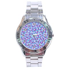 Purple Blue Cubes Stainless Steel Watch