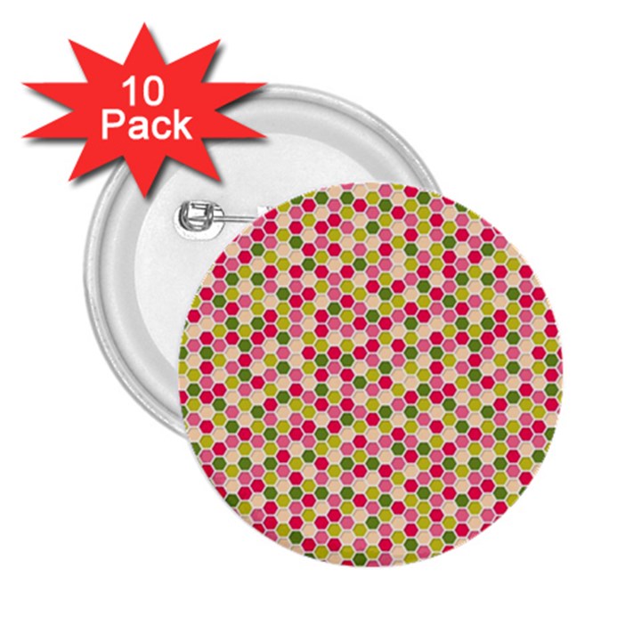 Pink Green Beehive Pattern 2.25  Button (10 pack)