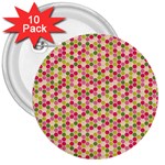 Pink Green Beehive Pattern 3  Button (10 pack) Front