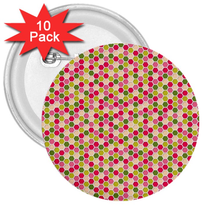 Pink Green Beehive Pattern 3  Button (10 pack)