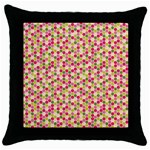 Pink Green Beehive Pattern Black Throw Pillow Case Front