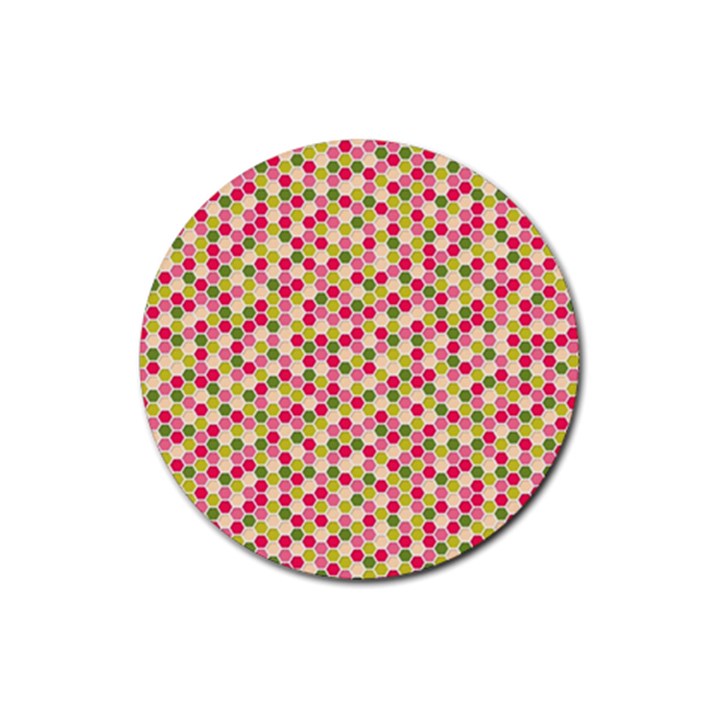 Pink Green Beehive Pattern Drink Coasters 4 Pack (Round)