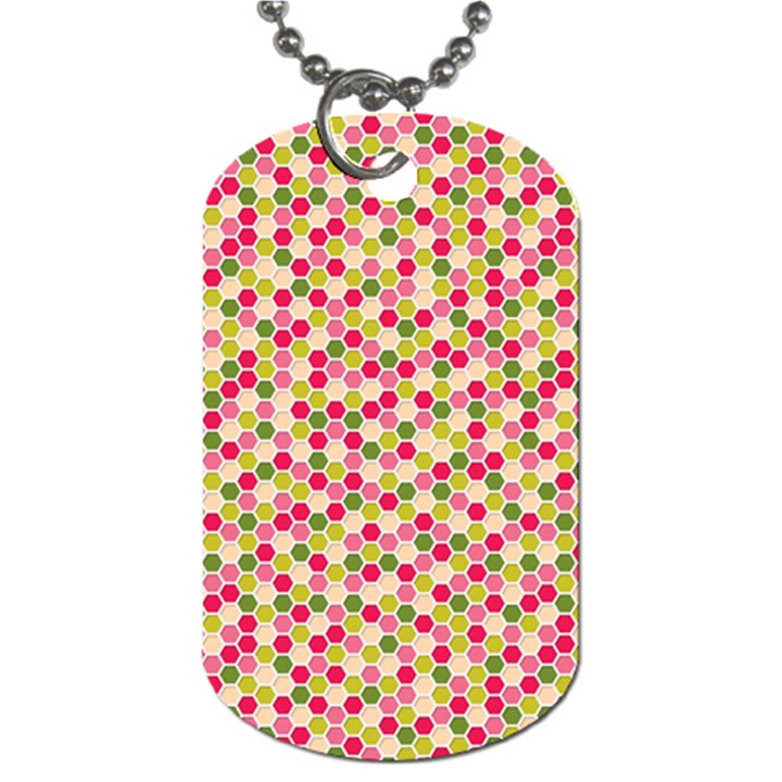 Pink Green Beehive Pattern Dog Tag (One Sided)