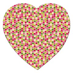 Pink Green Beehive Pattern Jigsaw Puzzle (heart)