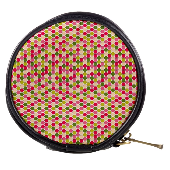 Pink Green Beehive Pattern Mini Makeup Case