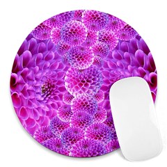 Purple Dahlias 8  Mouse Pad (round) by FunWithFibro