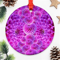 Purple Dahlias Round Ornament by FunWithFibro