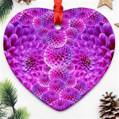 Purple Dahlias Heart Ornament by FunWithFibro