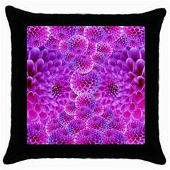 Purple Dahlias Black Throw Pillow Case by FunWithFibro