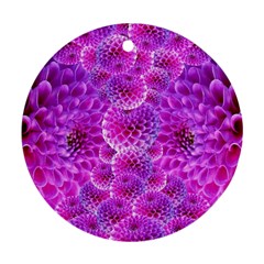 Purple Dahlias Round Ornament (two Sides) by FunWithFibro