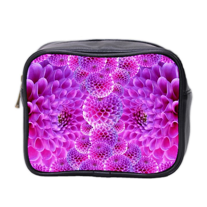 Purple Dahlias Mini Travel Toiletry Bag (Two Sides)