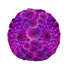 Purple Dahlias 15  Premium Round Cushion  by FunWithFibro