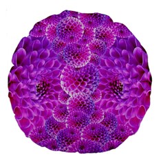 Purple Dahlias 18  Premium Round Cushion  by FunWithFibro