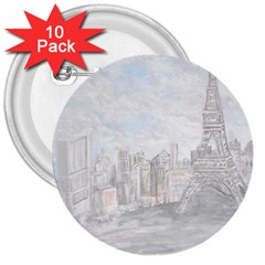 Eiffel Tower Paris 3  Button (10 Pack) by rokinronda