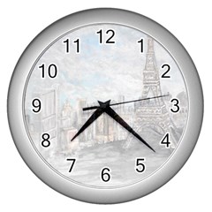 Eiffel Tower Paris Wall Clock (silver) by rokinronda