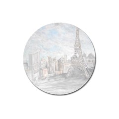 Eiffel Tower Paris Magnet 3  (round) by rokinronda