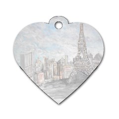 Eiffel Tower Paris Dog Tag Heart (two Sided) by rokinronda