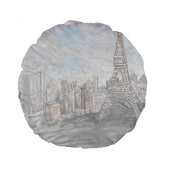 Eiffel Tower Paris 15  Premium Round Cushion  by rokinronda