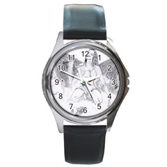 Bleeding Angel 1  Round Leather Watch (silver Rim) by 55555