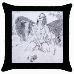 Bleeding Angel 1  Black Throw Pillow Case