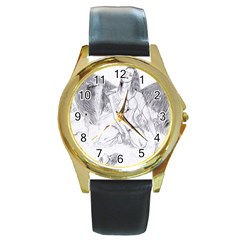 Bleeding Angel 1  Round Leather Watch (gold Rim)  by 55555