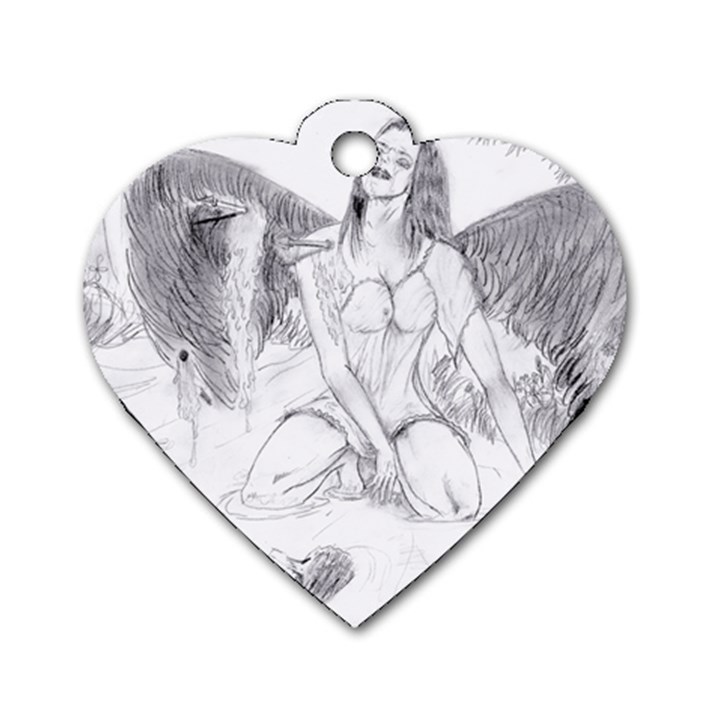 Bleeding Angel 1  Dog Tag Heart (Two Sided)